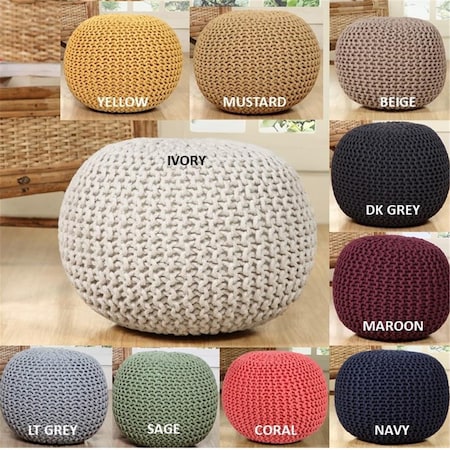 Aanny Designs Aanny Designs JJS01158 Lychee Cotton Knit Pouf Ottoman; Sage Green JJS01158
